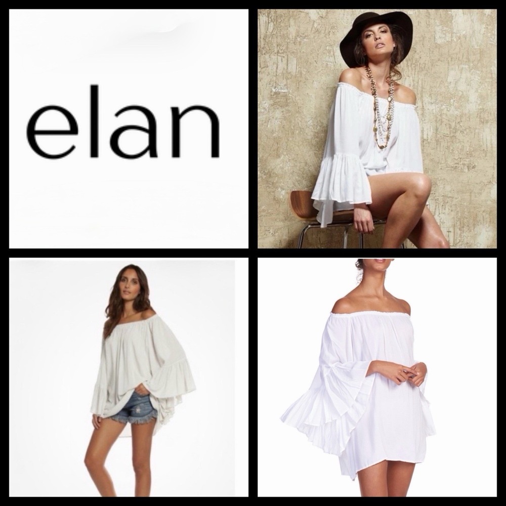 Elan Off Shoulder Top/Mini Dress One Size Ruffle Sleeve Festival Boho Ethereal